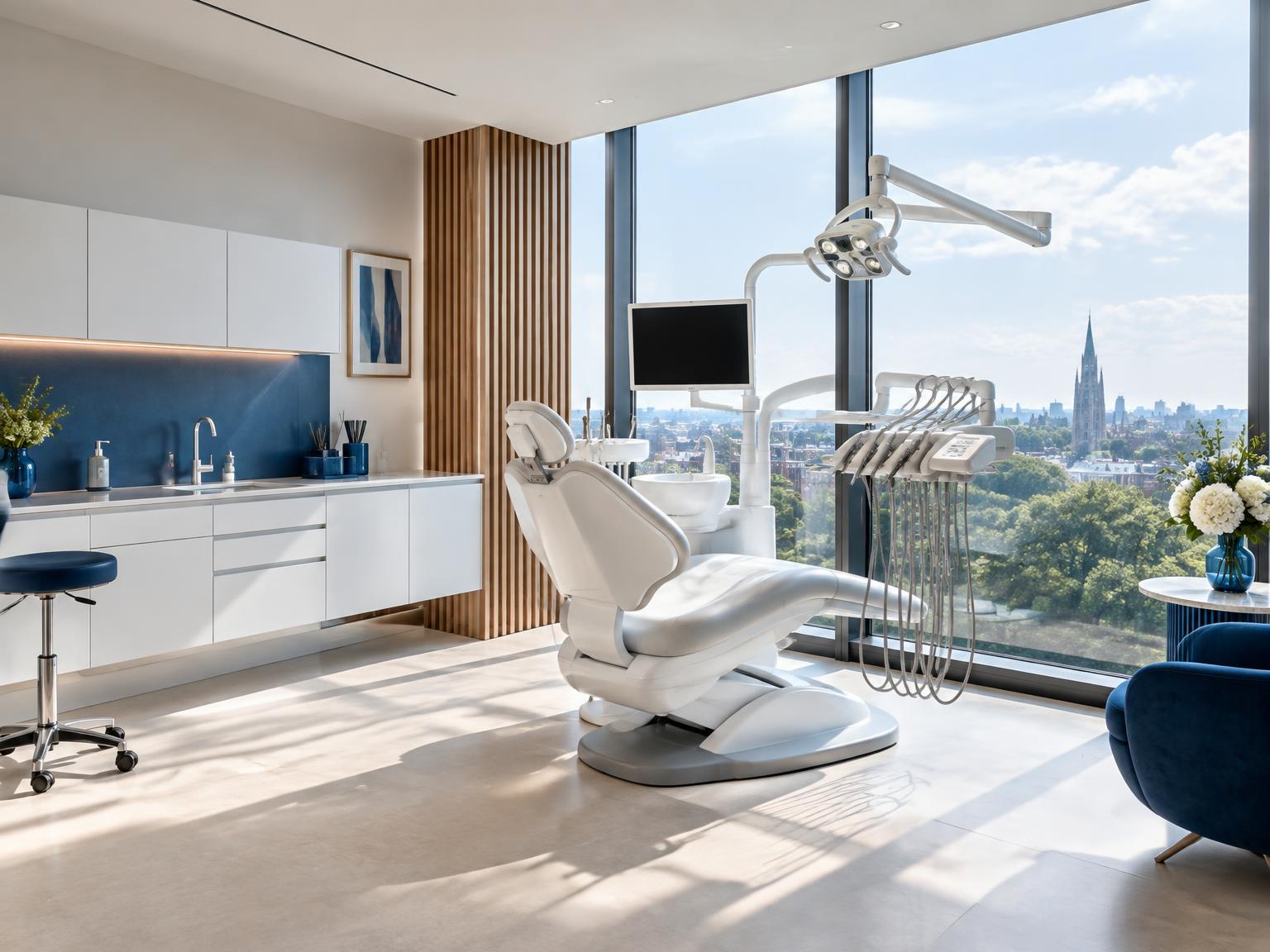 Bright modern private dental treatment room